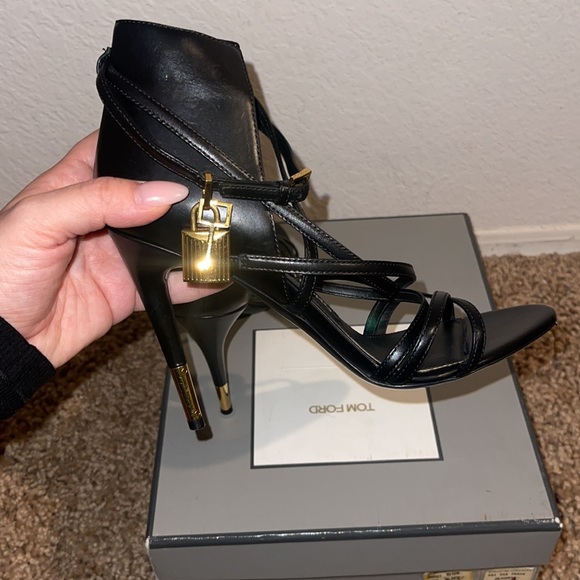 Tom Ford Shoes | Tom Ford Padlock Strappy Heels | Color: Black | Size: 39.5 - Picture 6 of 7